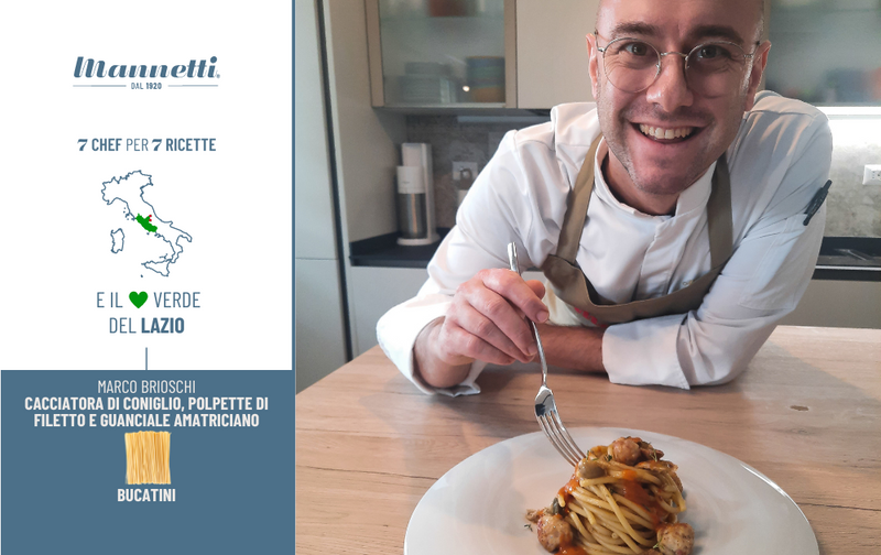 Bucatini Mannetti - Cacciatora di coniglio, polpette di filetto e guanciale amatriciano