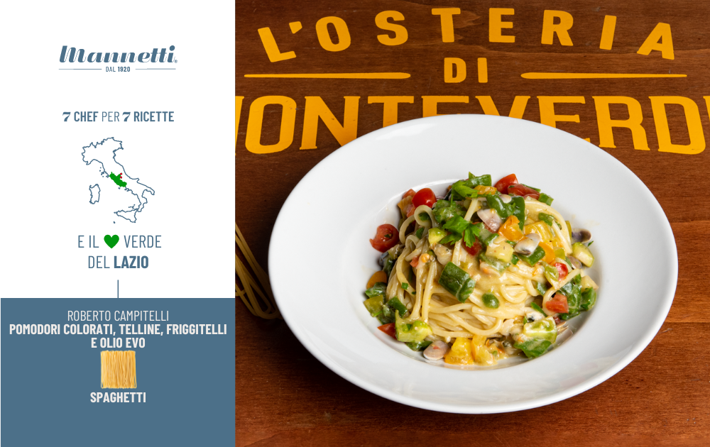 Spaghetti Mannetti - Pomodori colorati, telline, friggitelli e olio evo